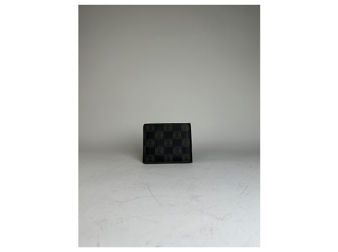 Vintage Loewe Canvas Leather Wallet Black Beige Gold - view 12