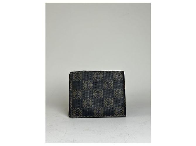 Vintage Loewe Canvas Leather Wallet Black Beige Gold - view 2