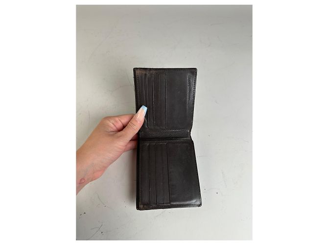 Vintage Loewe Canvas Leather Wallet Black Beige Gold - view 3