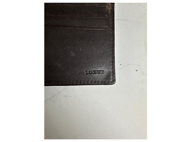 Vintage Loewe Canvas Leather Wallet Black Beige Gold - view 4