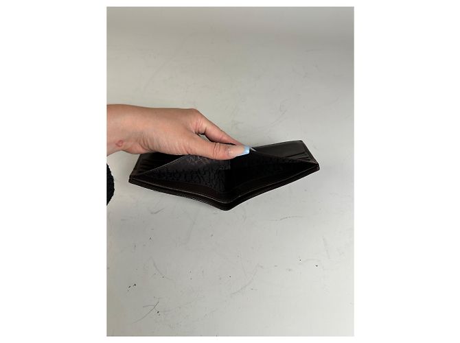 Vintage Loewe Canvas Leather Wallet Black Beige Gold - view 5
