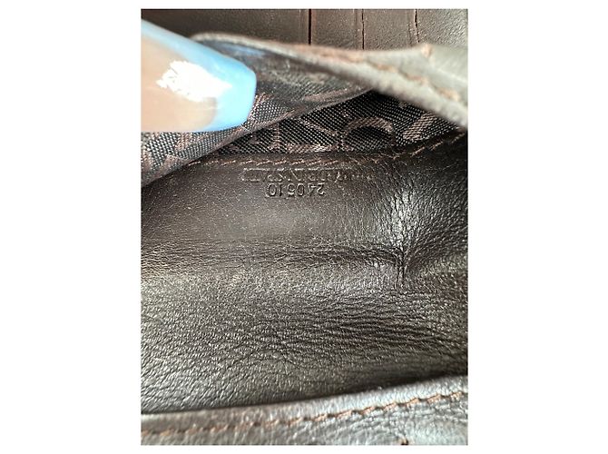 Vintage Loewe Canvas Leather Wallet Black Beige Gold - view 7