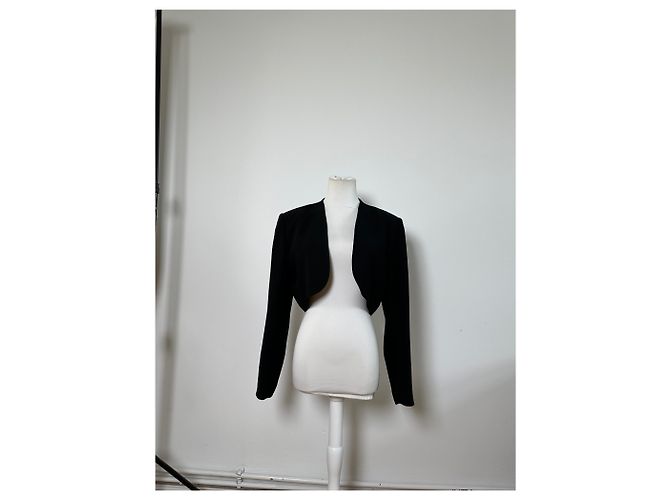 Vintage Givenchy Cropped Wool Blend Jacket Black XL - view 12
