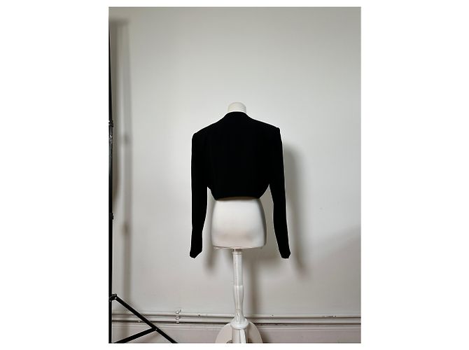 Vintage Givenchy Cropped Wool Blend Jacket Black XL - view 13