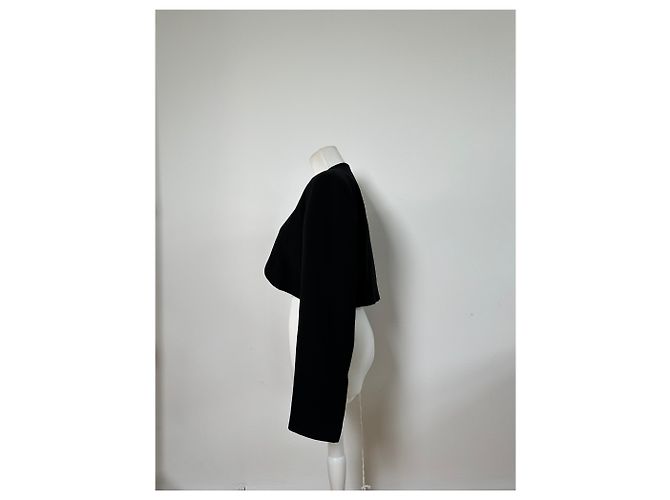 Vintage Givenchy Cropped Wool Blend Jacket Black XL - view 2