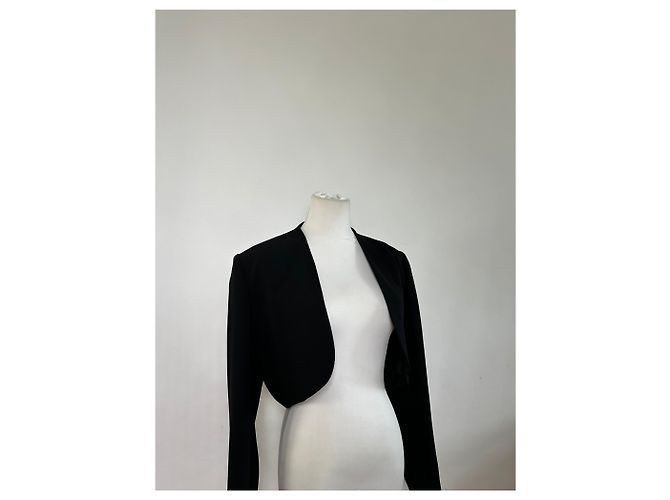 Vintage Givenchy Cropped Wool Blend Jacket Black XL - view 7