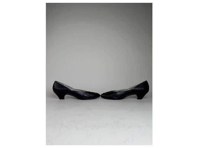 Chloé Tacones Vintage Chloe de cuero con detalles en tela negros y plateados EU36.5 - vista 2