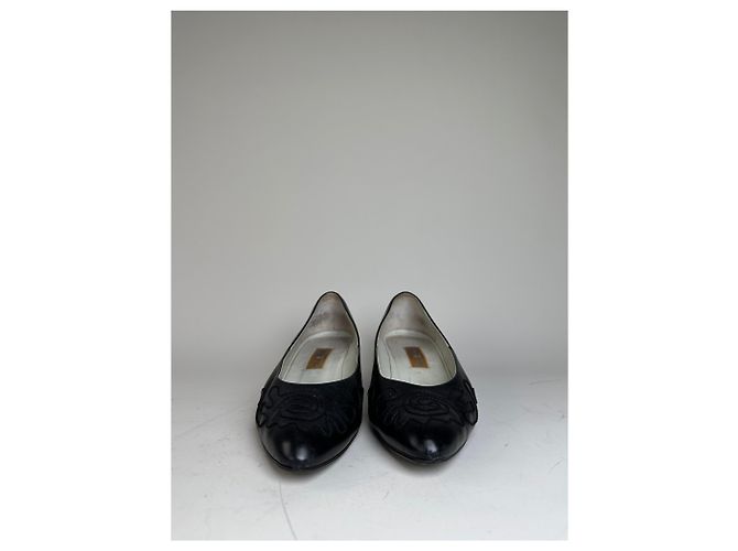 Chloé Tacones Vintage Chloe de cuero con detalles en tela negros y plateados EU36.5 - vista 6