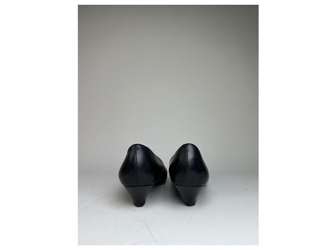 Chloé Tacones Vintage Chloe de cuero con detalles en tela negros y plateados EU36.5 - vista 7
