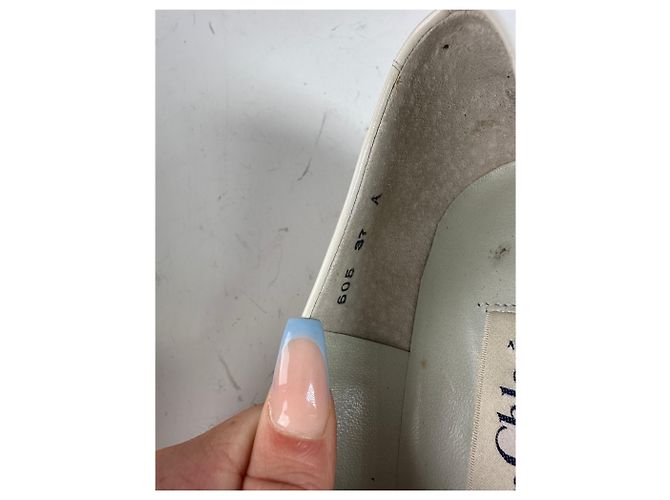 Chloé Décolleté in pelle vintage Chloe, tacco argento, bianco EU37 - vista 10