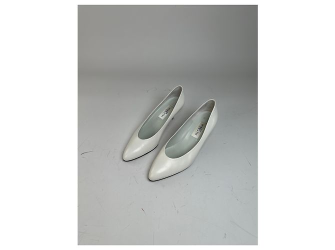 Chloé Décolleté in pelle vintage Chloe, tacco argento, bianco EU37 - vista 2