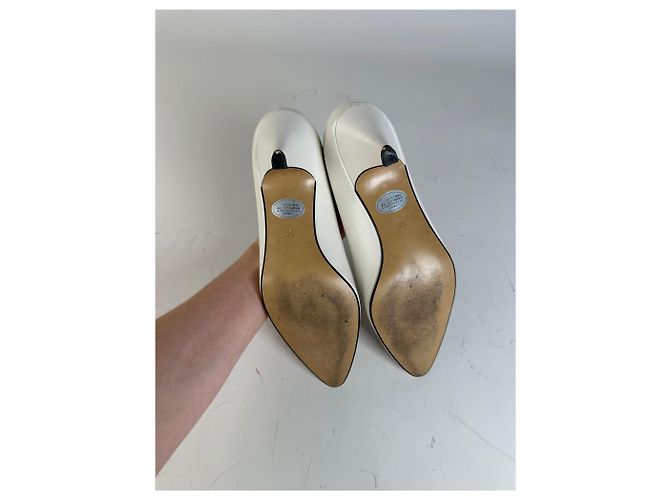 Chloé Décolleté in pelle vintage Chloe, tacco argento, bianco EU37 - vista 4