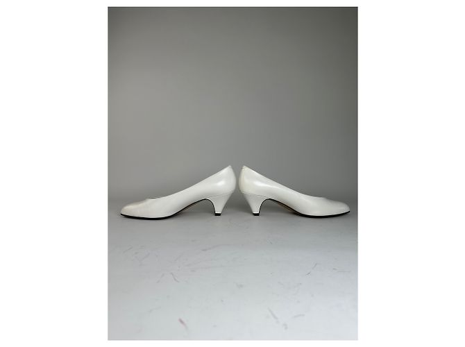 Chloé Décolleté in pelle vintage Chloe, tacco argento, bianco EU37 - vista 6