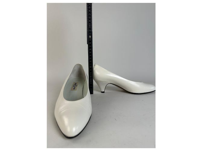 Chloé Décolleté in pelle vintage Chloe, tacco argento, bianco EU37 - vista 7