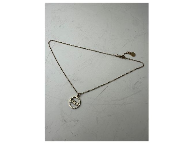 Clare Collana con pendente vintage con logo Chloé in metallo dorato D'oro - vista 3