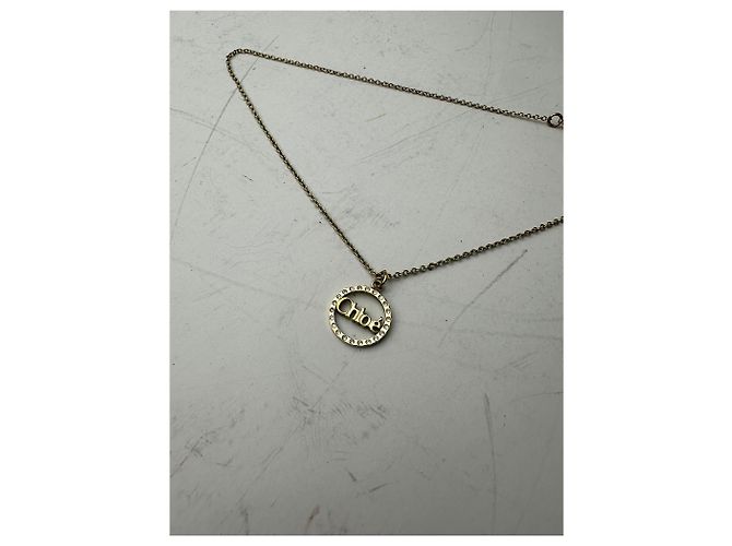 Clare Collana con pendente vintage con logo Chloé in metallo dorato D'oro - vista 4