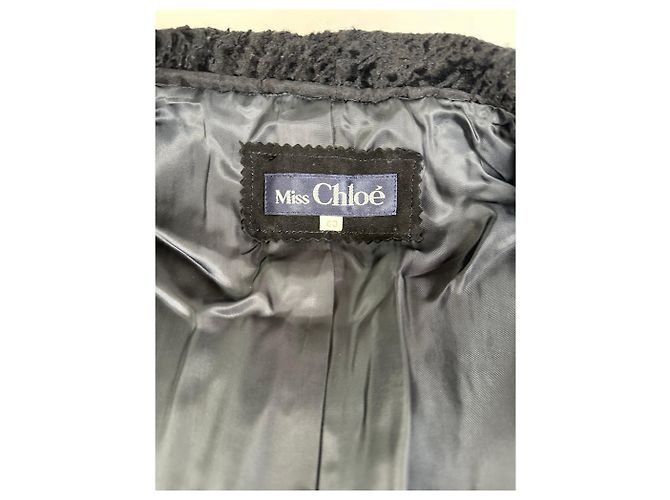 Chloé Vintage Chloe Wildlederjacke mit Kunstpelzkragen Schwarz L - Ansicht 6