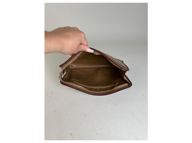 Edge Céline Clutch Vintage Celine Macadam Canvas Beige Marrone - vista 3