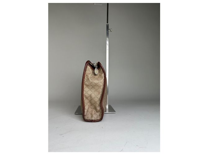 Edge Céline Clutch Vintage Celine Macadam Canvas Beige Marrone - vista 4