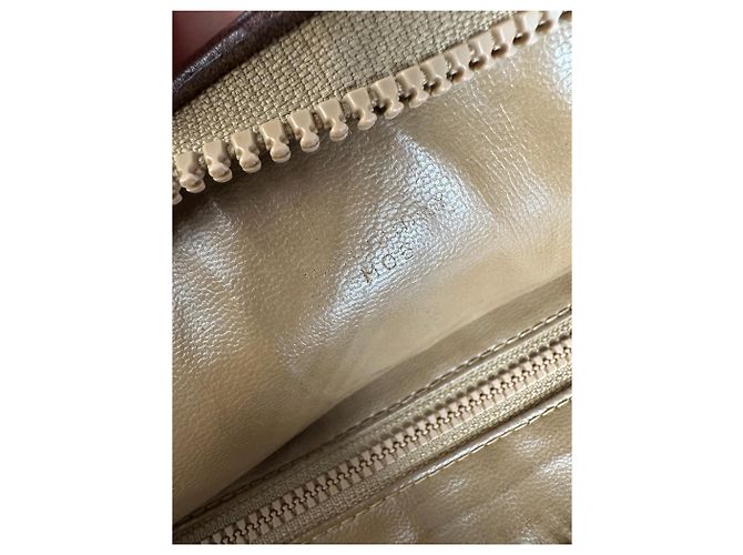 Edge Céline Clutch Vintage Celine Macadam Canvas Beige Marrone - vista 5