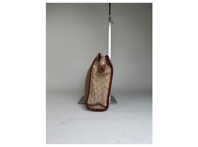 Edge Céline Clutch Vintage Celine Macadam Canvas Beige Marrone - vista 6