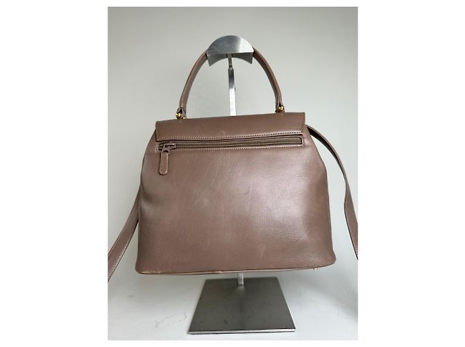 Vintage Givenchy strukturierte Lederhandtasche Braun Goldverschluss - Ansicht 15