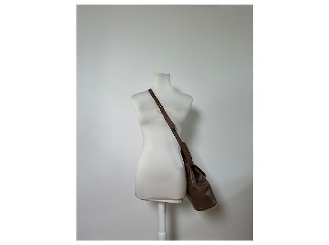 Vintage Givenchy strukturierte Lederhandtasche Braun Goldverschluss - Ansicht 5