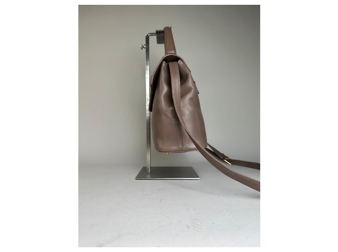Vintage Givenchy strukturierte Lederhandtasche Braun Goldverschluss - Ansicht 6