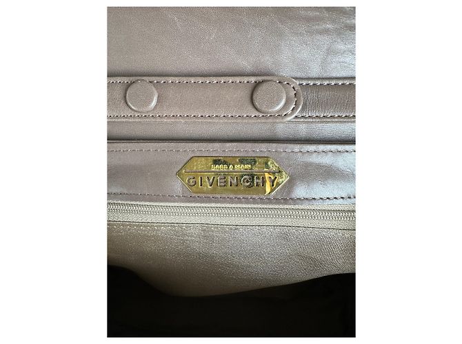 Vintage Givenchy strukturierte Lederhandtasche Braun Goldverschluss - Ansicht 7