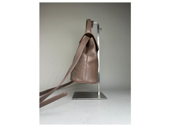 Vintage Givenchy strukturierte Lederhandtasche Braun Goldverschluss - Ansicht 8