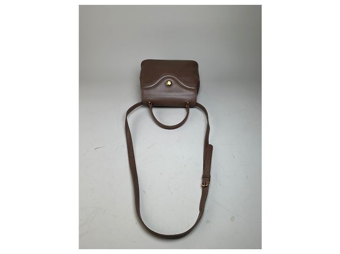 Vintage Givenchy strukturierte Lederhandtasche Braun Goldverschluss - Ansicht 9