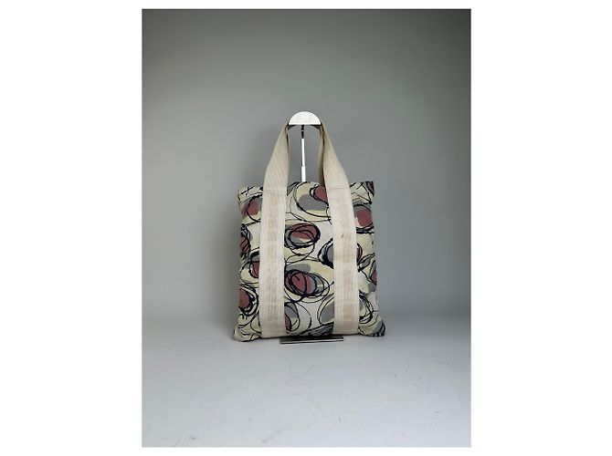 Vintage Marni Canvas Tote mit abstraktem Blumenmuster Creme Rosa Schwarz - Ansicht 10