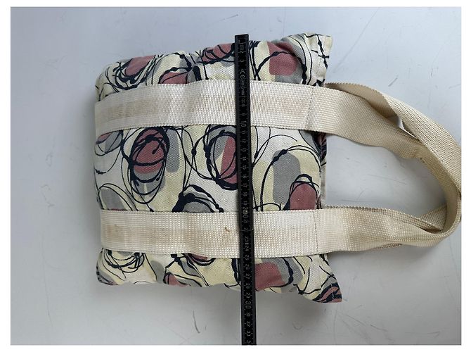 Vintage Marni Canvas Tote mit abstraktem Blumenmuster Creme Rosa Schwarz - Ansicht 12