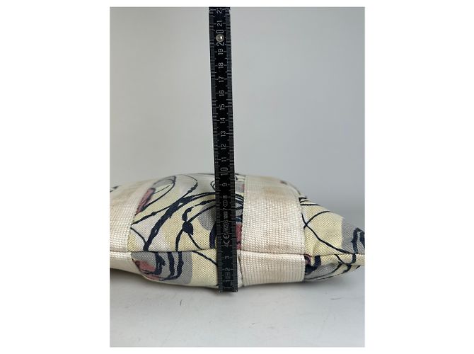 Vintage Marni Canvas Tote mit abstraktem Blumenmuster Creme Rosa Schwarz - Ansicht 13