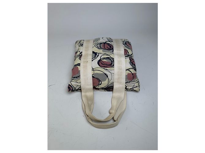 Vintage Marni Canvas Tote mit abstraktem Blumenmuster Creme Rosa Schwarz - Ansicht 7