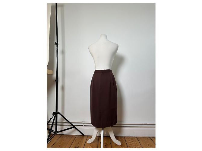 New Look Gonna in lana vintage Dior Marrone scuro S - vista 3