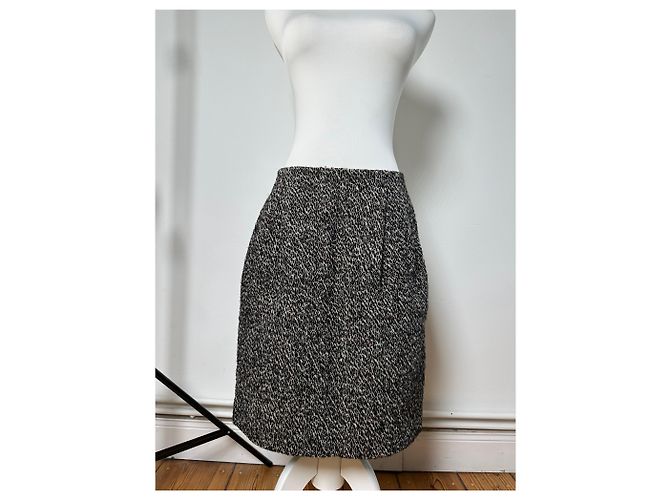 Céline Vintage Celine Tweed Rock Schwarz Weiß Rot ca. 2000 - Ansicht 11