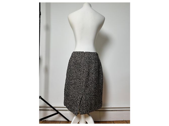 Céline Vintage Celine Tweed Rock Schwarz Weiß Rot ca. 2000 - Ansicht 12