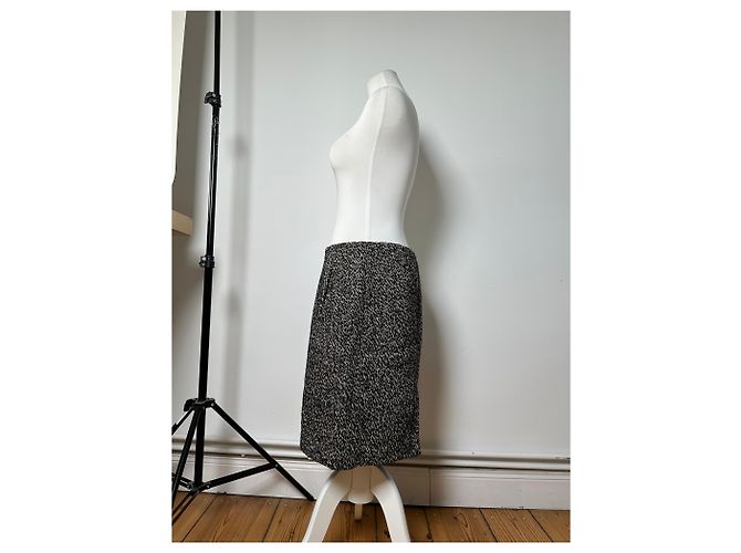 Céline Vintage Celine Tweed Rock Schwarz Weiß Rot ca. 2000 - Ansicht 2