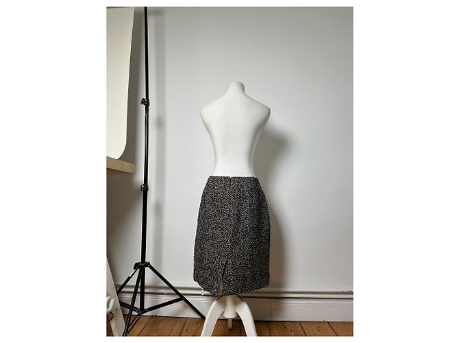 Céline Vintage Celine Tweed Rock Schwarz Weiß Rot ca. 2000 - Ansicht 3