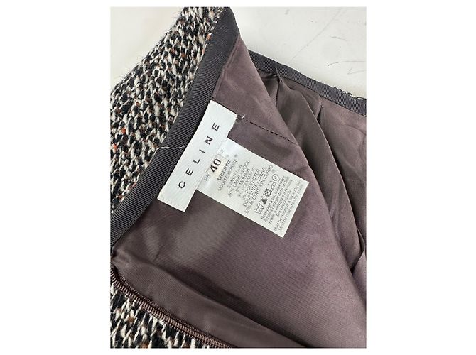 Céline Vintage Celine Tweed Rock Schwarz Weiß Rot ca. 2000 - Ansicht 5