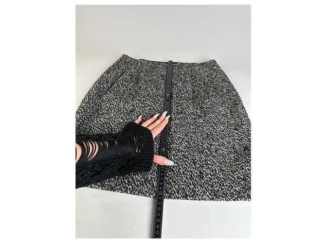 Céline Vintage Celine Tweed Rock Schwarz Weiß Rot ca. 2000 - Ansicht 7