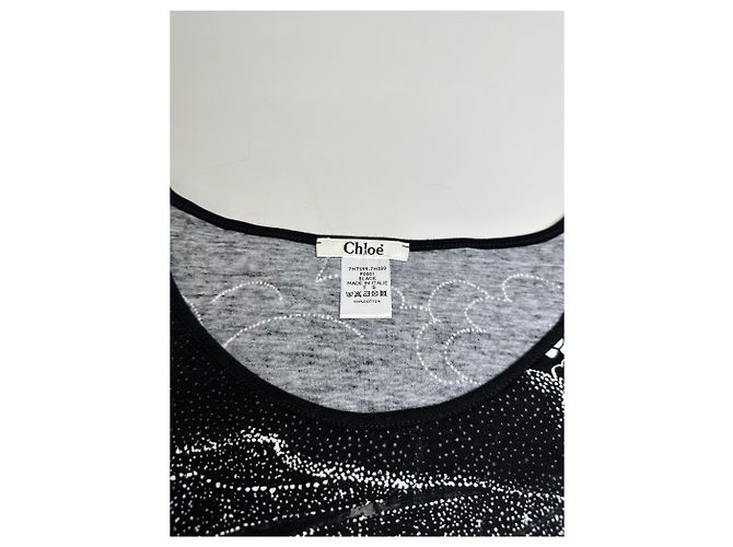 T-shirt in cotone Vintage Chloé Logo Nera Bianca L Nero - vista 6