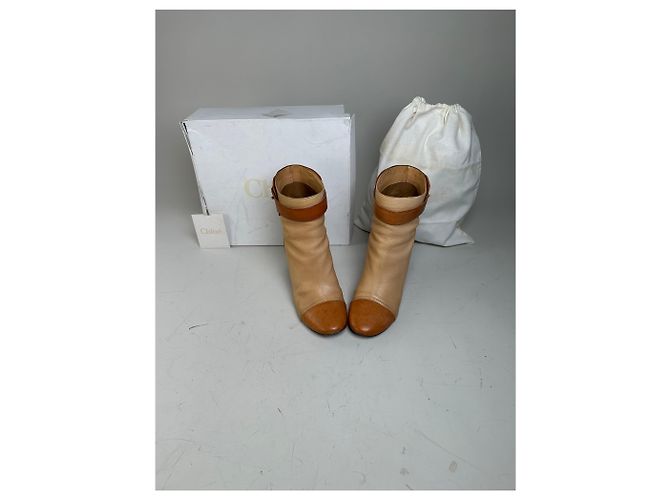 Chloé Stivaletti in pelle vintage Chloe Beige Tan EU37 - vista 3