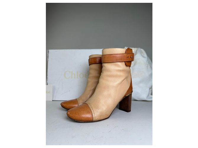 Chloé Stivaletti in pelle vintage Chloe Beige Tan EU37 - vista 4
