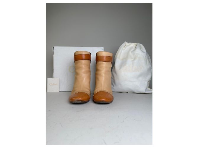 Chloé Stivaletti in pelle vintage Chloe Beige Tan EU37 - vista 5