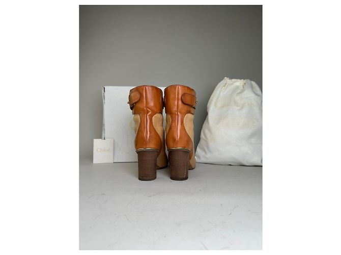 Chloé Stivaletti in pelle vintage Chloe Beige Tan EU37 - vista 6