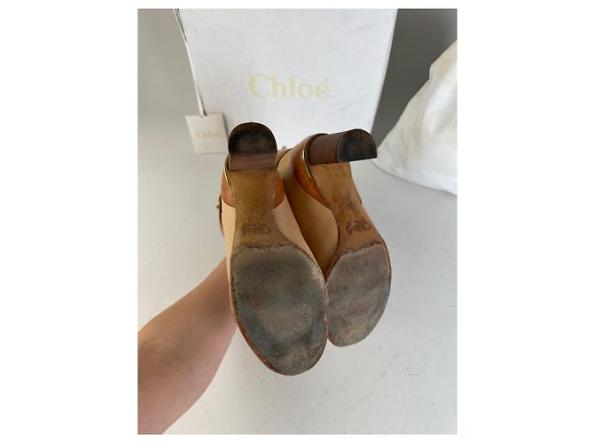 Chloé Stivaletti in pelle vintage Chloe Beige Tan EU37 - vista 8