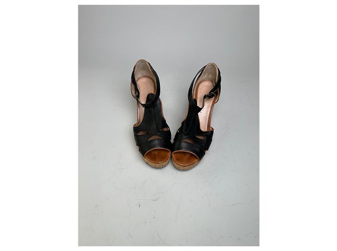 Chloé Sandali con zeppa in sughero e pelle vintage Chloe Nero EU38 - vista 2