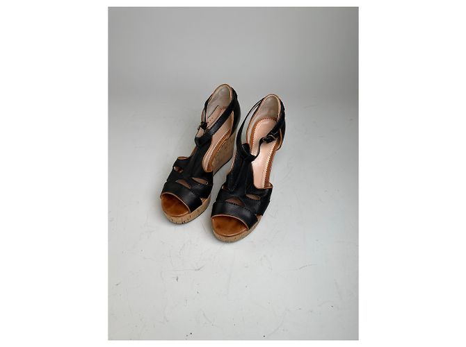 Chloé Sandali con zeppa in sughero e pelle vintage Chloe Nero EU38 - vista 3